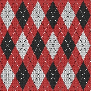 Dark Academia Christmas argyle check knit red black white