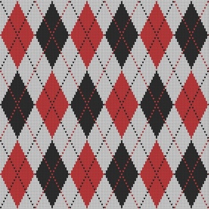 Christmas diamonds check knit white red black