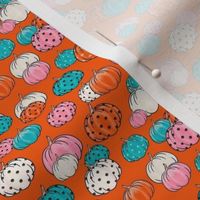 Small Scale Fancy Pumpkins in Polkadot Pink Orange Teal and White