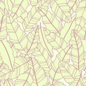 Overlapping bright lemon yellow leaves - line artwork dense foliage pattern