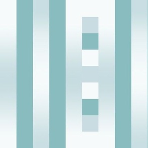 GRST4 -  Gradient Stripes with Checked Accents in Misty Teal Tones - 1 inch wide