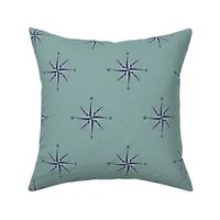 3" compass rose and rope in navy on aqua