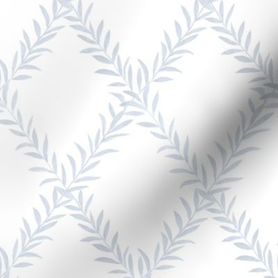 Small Leafy Trellis  French Blue on White 