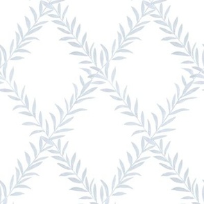 Small Leafy Trellis  French Blue on White 