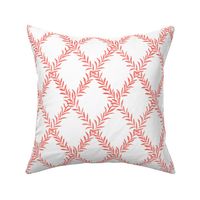 Small Leafy Trellis Coral on White 