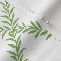 Small Leafy Trellis Spring Green on White