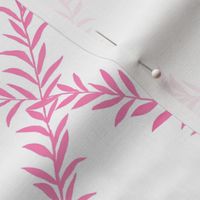 Small Leafy Trellis Hot Pink on White 