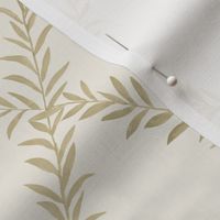 Small Leafy Trellis Tan on Cream