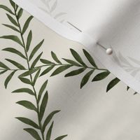 Small Leafy Trellis Olive on Cream 