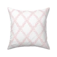 Small Leafy Trellis Petal Pink on White 