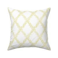  Small Leafy Trellis Golden on White 