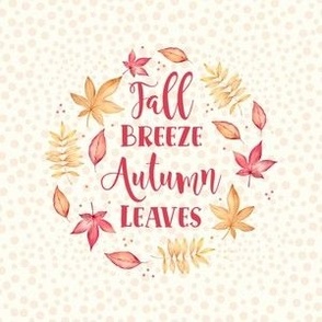 4" Circle Fall Breeze Autumn Leaves for Embroidery Hoop or Quilt Square Swatch Projects Potholders