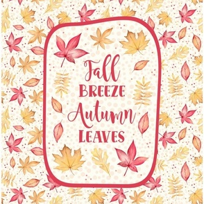 14x18 Panel for DIY Garden Flag Kitchen Towel or Small Wall Hanging Fall Breeze Autumn Leaves on Ivory