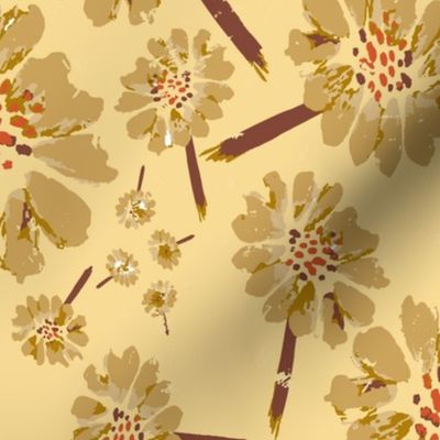 Hand-painted mustard yellow abstract daisy floral