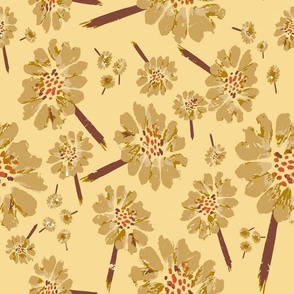Hand-painted mustard yellow abstract daisy floral