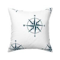 6" compass rose and rope in navy on white