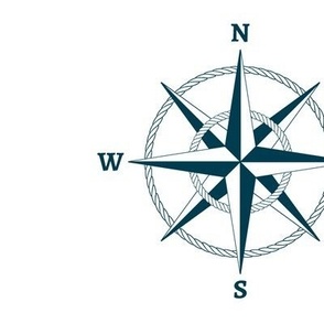 6" compass rose and rope in navy on white