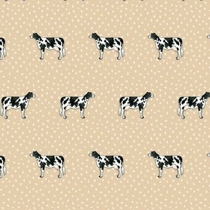 Holstein Friesian Cows on spotty taupe - small scale