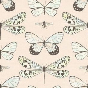Flying Insects // Iridescent on Peach // Linen Look // 