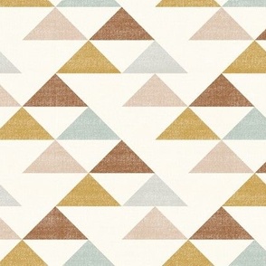 Southwest Mountain Triangles_Rust, Mustard, Sage and Peach_Linen Look