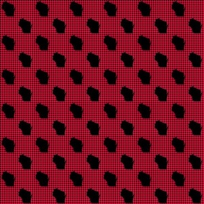 Wisconsin Black On Red Plaid Small