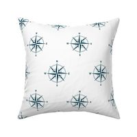 3" compass rose and rope in navy on white