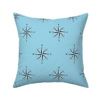 3" compass rose and rope in navy and white on light blue