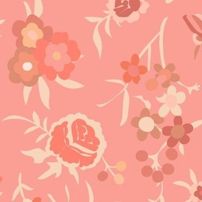 Vintage Peachy Blush Chintz Floral