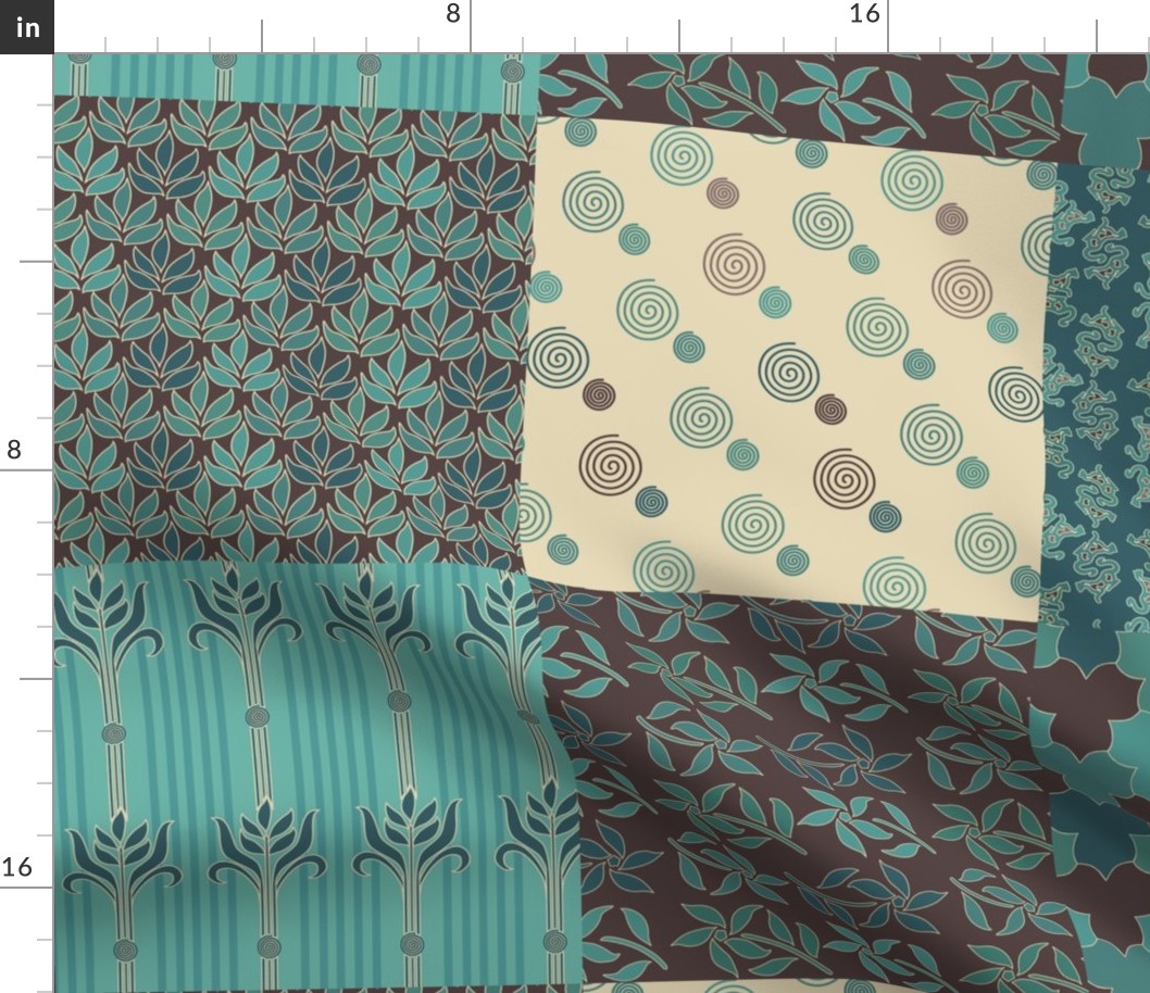 Decorator Collection Fabric1 - 36x54 - 18insqs - bluegreen & brown