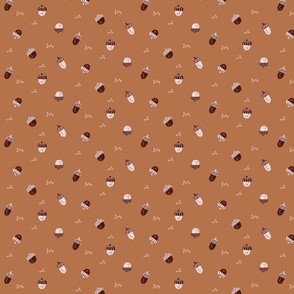 [small] Caramel Brown Acorns Repeat Pattern