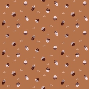 [medium] Caramel Brown Acorns Repeat Pattern