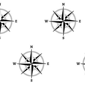 3" compass rose and rope in black and white