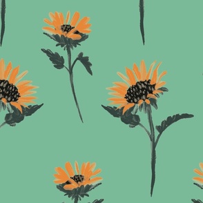 Simple Sunflowers green mint