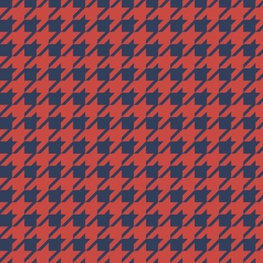 Houndstooth - red on navy blue 