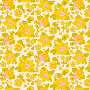 70s Couch Floral - Yellow