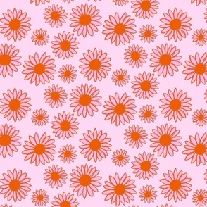 Vintage Daisies - Pink & Red