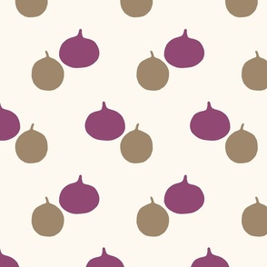 Pumpkins - purple and brown on white - large
