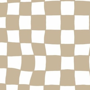Hand Drawn Checkerboard Pattern (tan/white)