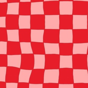 Hand Drawn Checkerboard Pattern (red/pink)