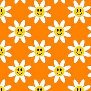 Orange Smiling Daisy Pattern