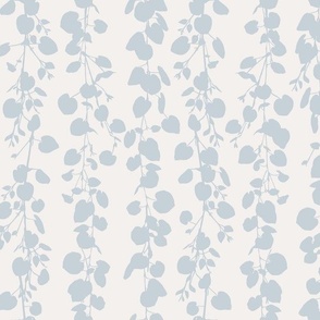 (m) trailing willow leaves in soft serenity blue on cream | at dawn | medium scale