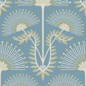 Mimosa Deco Floral - Pastel Light Blue Green White - LARGE Scale - UnBlink Studio by Jackie Tahara