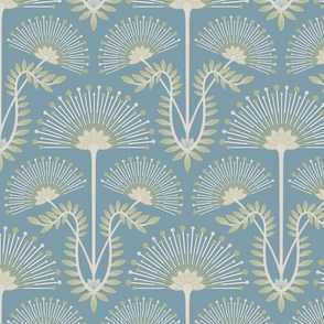 Mimosa Deco Floral - Pastel Light Blue Green White - MEDIUM Scale - UnBlink Studio by Jackie Tahara