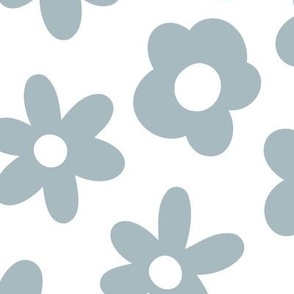 ditsy blossoms - slate blue and white xl