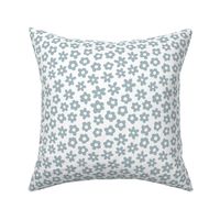 ditsy blossoms - slate blue and white med