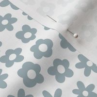 ditsy blossoms - slate blue and white med
