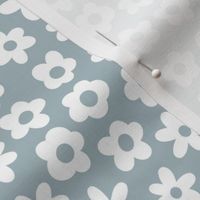 ditsy blossoms - slate blue and white med reversed