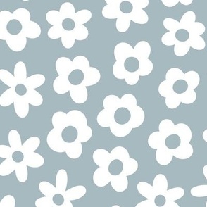 ditsy blossoms - slate blue and white lg reversed