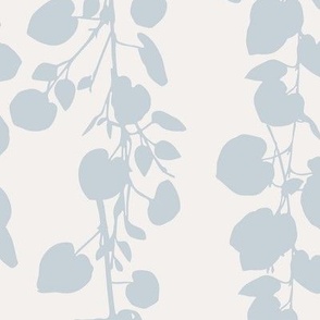 (l) trailing willow leaves in soft serenity blue on cream | at dawn | large scale