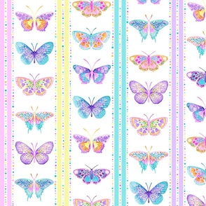 Rainbow Floral Butterflies With Stripes